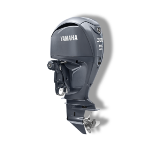 Yamaha outboard motor shown against a plain white background, with its gearcase and propeller visible.