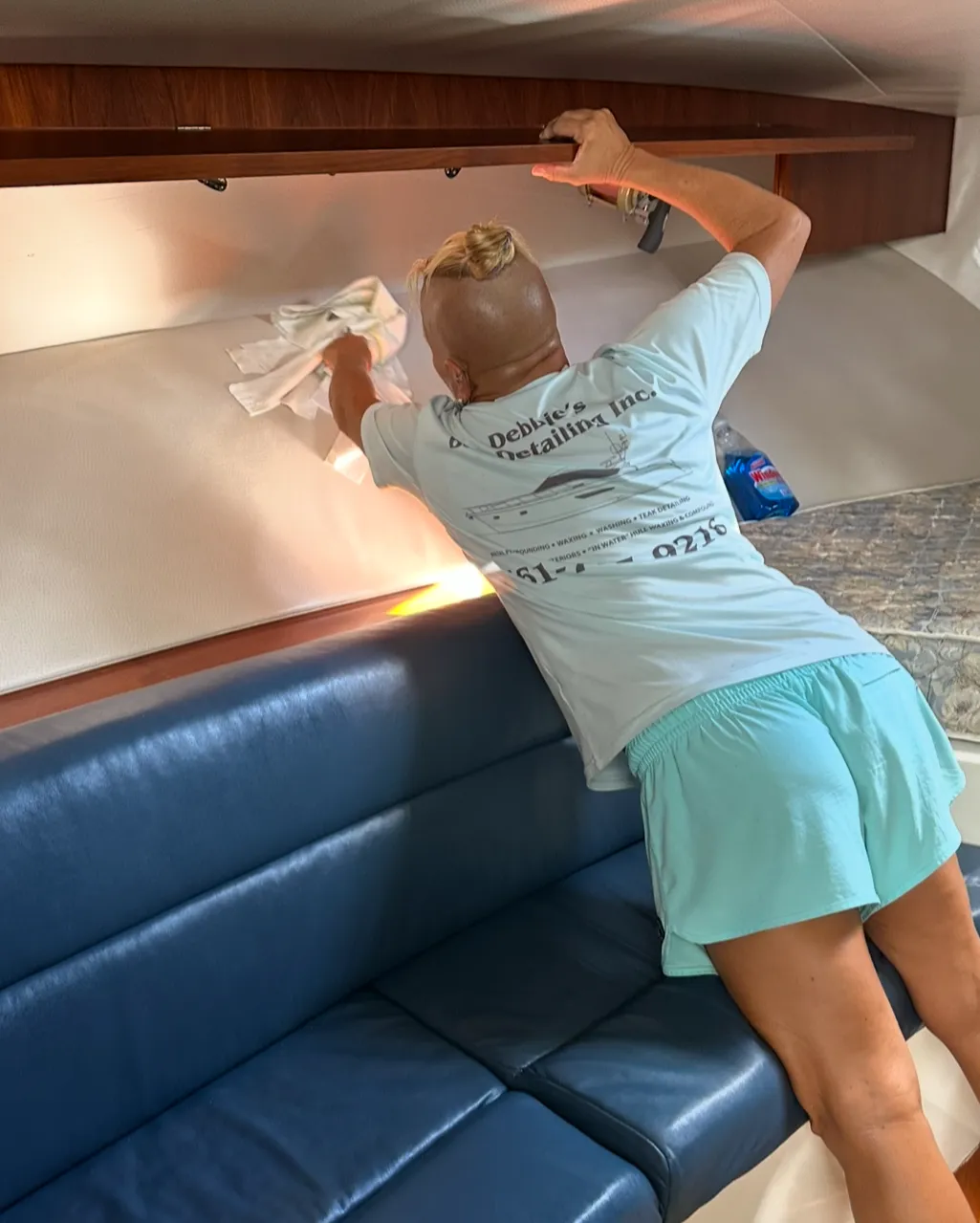 Interior cabin cleaning at Debbie's Boat Detailing Inc.